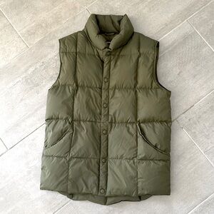 Lands’ End Down Puffer Vest Small Olive Green